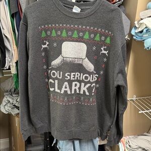 Port and Company Dark Gray "You Serious Clark?" Holiday Sweatshirt